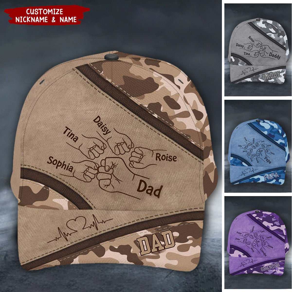Best Dad Ever Camo Pattern - Personalized Baseball Cap