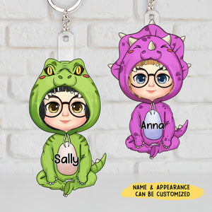 Cute Dinosaur Kid Personalized Acrylic Keychain Gift for Grandma Mom Auntie