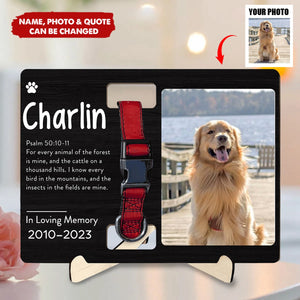 Custom Photo Memorial Gift - In Loving Memory - Personalized Wooden Collar Plaque Sympathy, Bereavement, Condolence for Pet Loss, Dog & Cat Lover