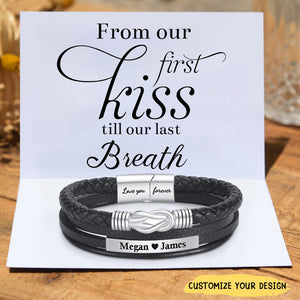 Personalized Couple Forever And Always Linked Magnetic Clasp Bracelet