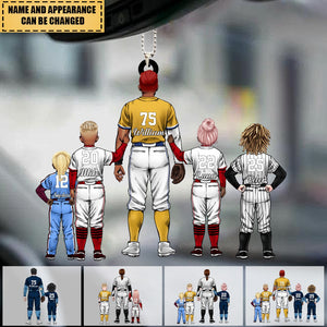 Transparent Car Ornament - Personalized Dad & Kids Baseball Player