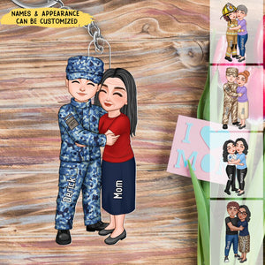 Mom Grandma & Occupation Kid Grandkid Hugging Personalized Acrylic Keychain