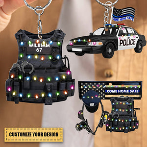 Police Bulletproof Vest, Personalized Keychain, Gift For Police Officers