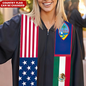 Personalized Nation Country Flag Graduation Stoles Sash