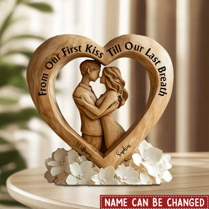 From Our First Kiss Till Our Last Breath - Personalized Couple Custom Shaped Acrylic Plaque