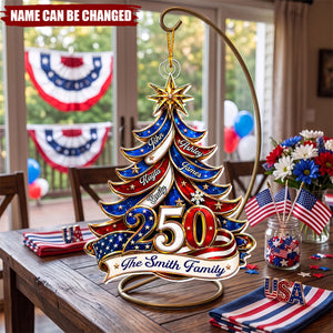 Patriotic Christmas Tree 250 - Personalized Acrylic Custom Shape Ornament