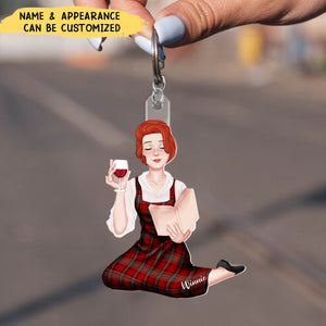 Elegant Girl Reading Book - Personalized Acrylic Keychain, Gift For Book Lover