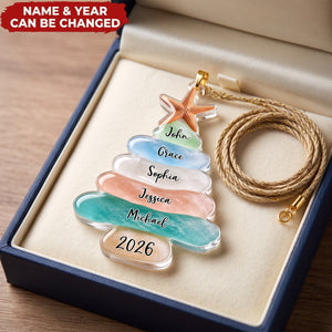 Treasured Sea Glass Memories – Personalized Acrylic Custom Shape Ornament, Gift For Family Members