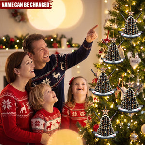 Personalized Hockey Christmas Ornament With Puck, Tree, And Stick