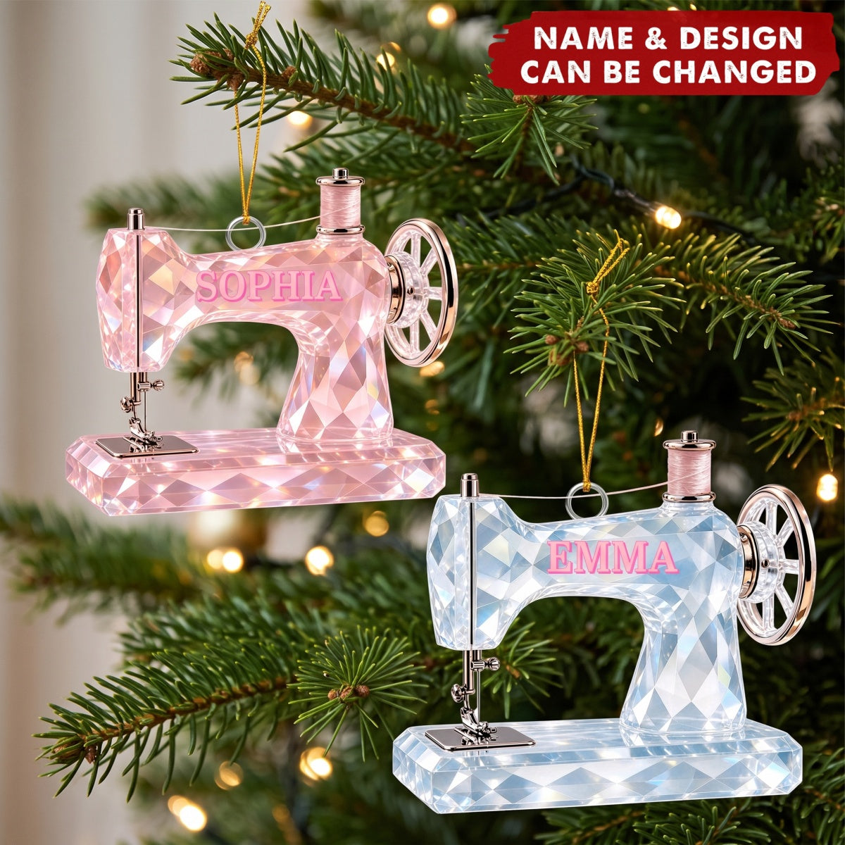 Crystal-Style Sewing Machine – Personalized Acrylic Custom Shape Ornament