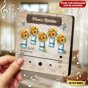 Personalized Grandma's Garden Sunflower Music Fridge Magnet