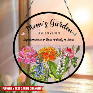 Grandma's Blooming Garden - Personalized Birth Flowers Glass Art Suncatcher