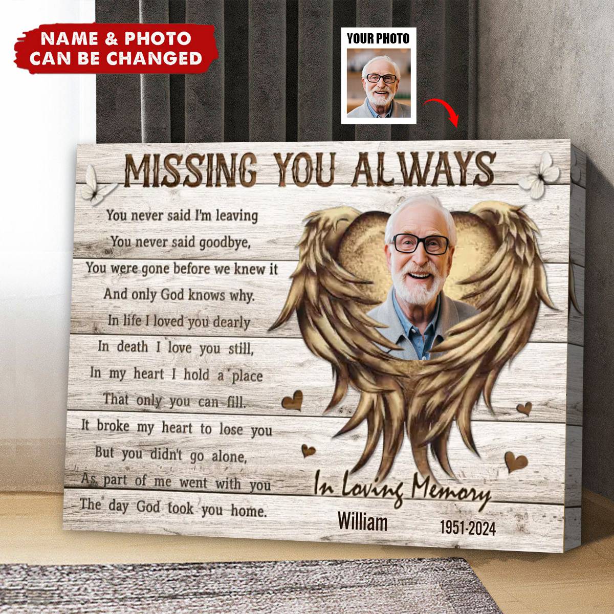 Personalized Photo Canvas - Missing You Always