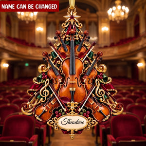 Personalized Violin Christmas Ornament, Custom-named Fiddle Tree Keepsake
