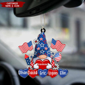 American Dwarf Grandma Mom Heart, 4th Of July Personalized Acrylic Ornament