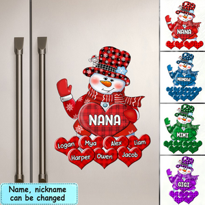 Colorful Christmas Snowman Grandma Mom Little Heart Kids Personalized Sticker Decal