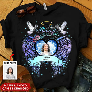 Memorial Sparkling Upload Image Heart Wings, Forever In Our Hearts Personalized Shirt