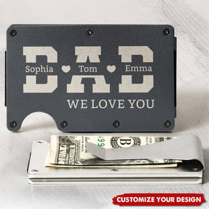 We Love You Dad - Personalized Metal Card Holder