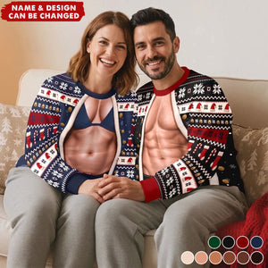 Personalized Ugly Christmas Couple Sweatshirt - Gift For Husband & Wife