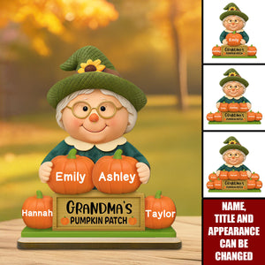 Grandma's Pumpkin Patch Scarecrow - Personalized Standing Wooden Plaque