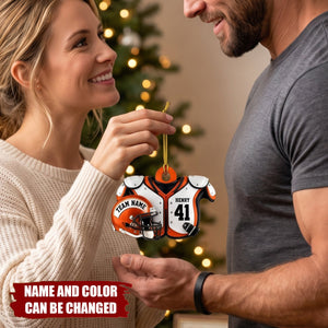 Personalized Football Ornament, Custom Name & Number Keepsake, Gift For Football Fans
