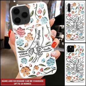 Hand In Hand, I Will Always Protect You - Gift For Mom, Grandma Personalized Clear Phone Case