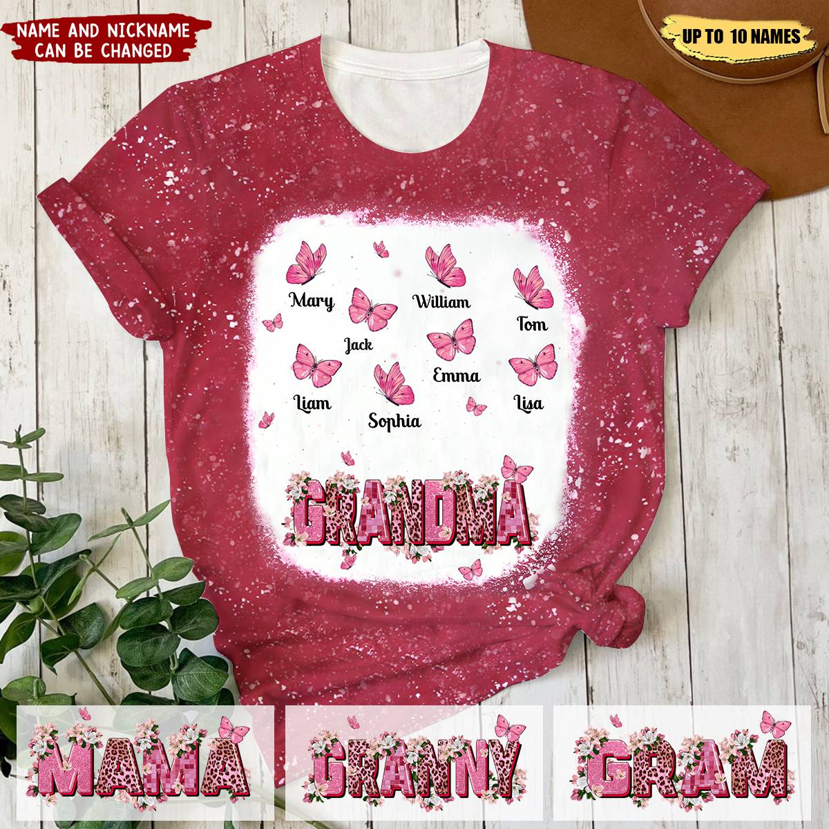 Pinky Mama Auntie Mom Nana Butterfly Kids Personalized 3D T-Shirt