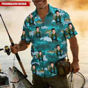 Fishing Man - Personalized Photo Hawaiian Shirt, Gifts For Fishing Lover