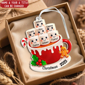 Marshmallow Christmas Hot Cocoa Couple New Married Family - Personalized Shaped Acrylic Ornament