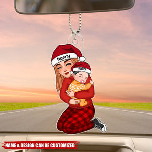 Cute Grandma Hugging Grandkid Personalized Acrylic Ornament