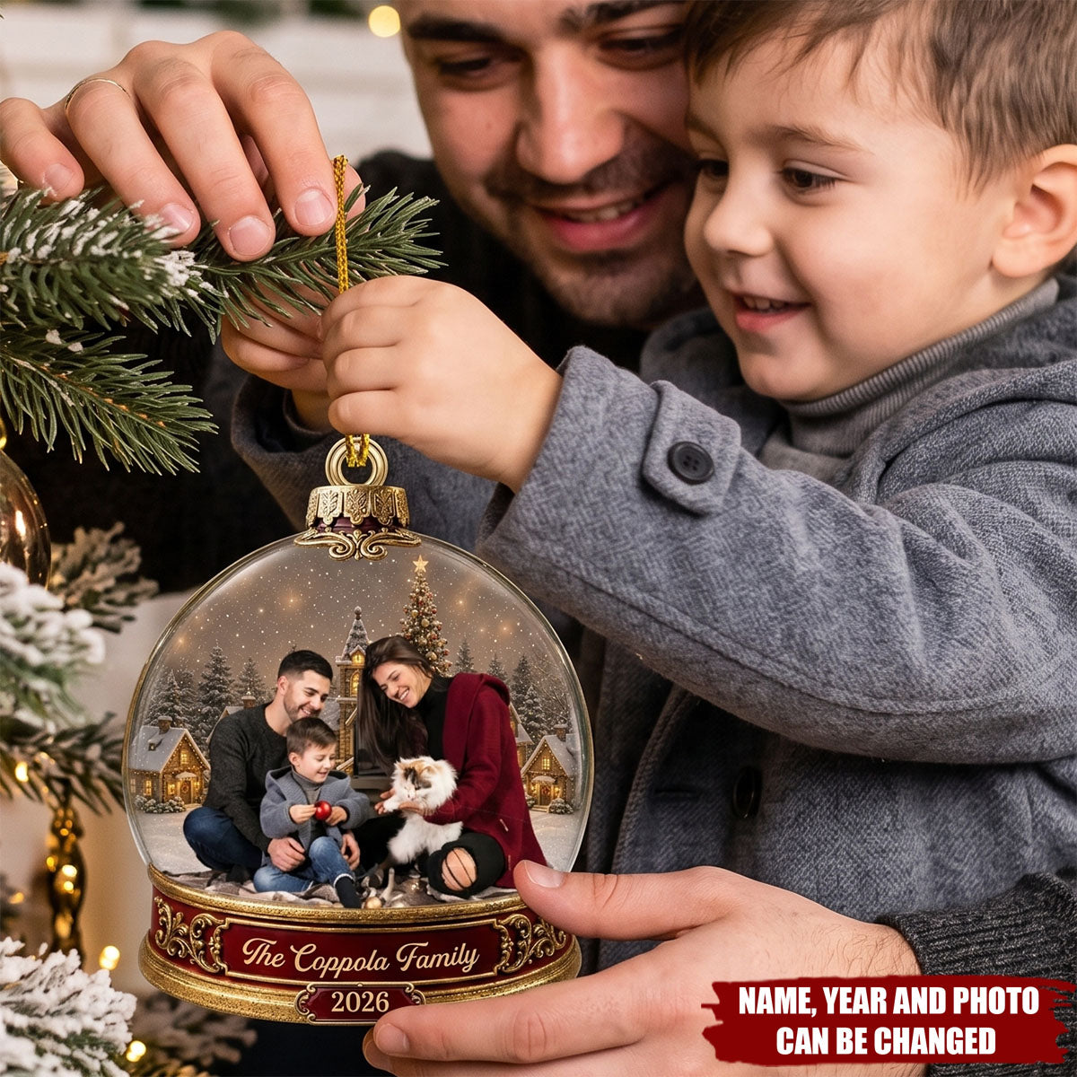 Christmas With My Loved Ones - Custom Photo Acrylic Ornament