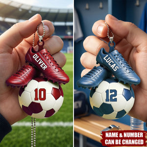 Personalized Soccer Acrylic Car Ornament - Custom Name & Jersey Number Gift for Fans