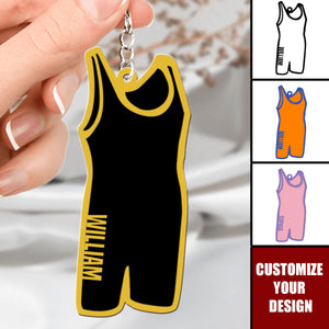 Personalized Wrestling Singlet Design Sport Bag Tag Keychain
