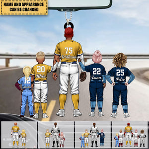 Transparent Car Ornament - Personalized Dad & Kids Baseball Player