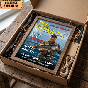 Custom Photo Magazine Vertical Poster - Personalized Birthday Fishing Gifts For Family