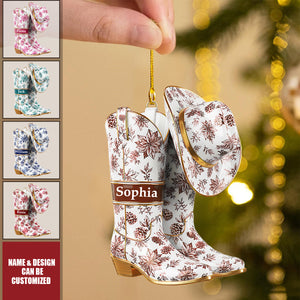 Personalized Gifts For Christmas, Cowboy Cowgirl Toile Custom Shaped Acrylic Ornament