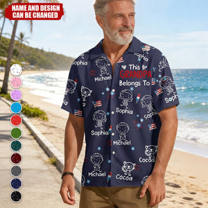 This Daddy Belongs To USA Flag Pattern - Personalized Hawaiian Shirt