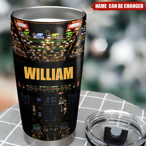 Pilot Plane's Control Panel Personalized Tumbler Cup, Gift for Pilot