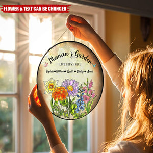 Grandma's Blooming Garden - Personalized Birth Flowers Glass Art Suncatcher