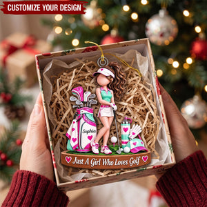 Personalized Golf Girl Ornament, Custom Name Christmas Gift