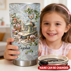 Vintage Sewing Machine Tumbler, Gift For Mom And Sewing Lovers