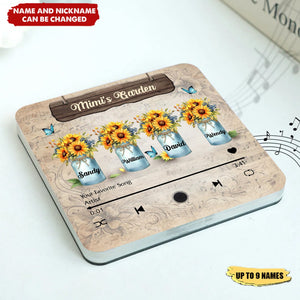 Personalized Grandma's Garden Sunflower Music Fridge Magnet