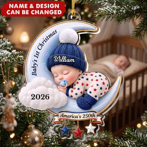 Dreamy Baby on the Moon - Personalized Acrylic Custom Shape Ornament