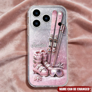 Skis, Boots, And Goggles, Clear Phone Case, Gift For Snow Lovers