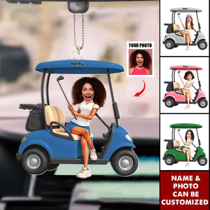 Custom Photo Lady Golfer Personalized Ornament