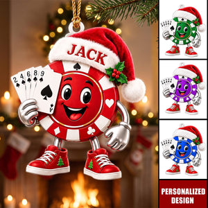 Personalized Poker Chip Acrylic Ornament — Gift For Poker Players & Card Game Lovers