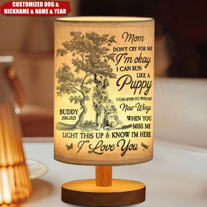 Dog Memorial Gift Don't Cry For Me Toile De Jouy - Personalized Fabric Lamp