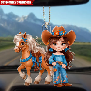 Cute Equestrian Girl - Personalized Acrylic Car Ornament