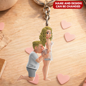 Sweet Kiss Couple - Personalized Keychain, Gift for Couple