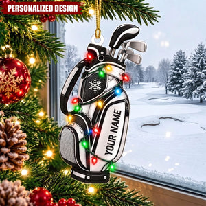 Personalized Golf Ornament, Custom Name Golf Bag Christmas Ornament